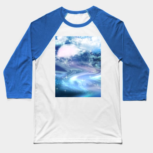 blue fantasy landscape Baseball T-Shirt by cuisinecat